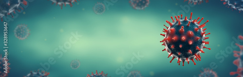 Photographie Microscopic view of Novel Coronavirus (2019-nCoV), Flu or SARS virus