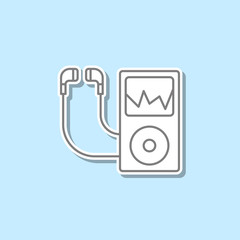 Sticker - Music player sticker icon. Simple thin line, outline vector of web icons for ui and ux, website or mobile application