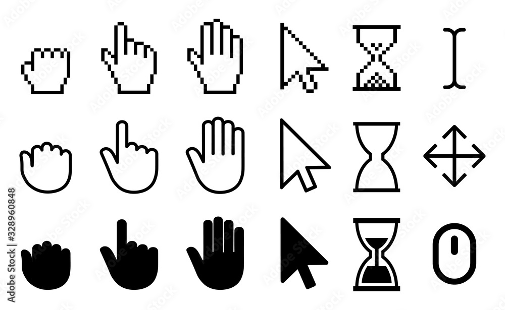 Set of flat cursor icons – stock vector Stock Vector | Adobe Stock