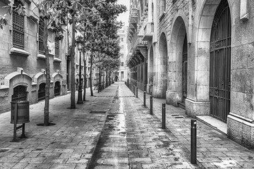 Canvas Print - Scenic street in La Ribera district, Barcelona, Catalonia, Spain