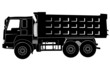 Dump truck vector silhouette on white background