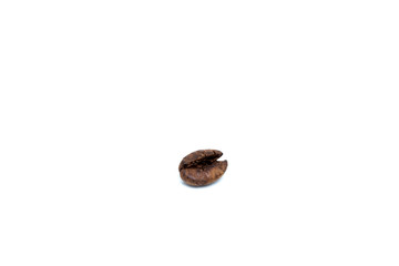 Shiny fresh roasted coffee bean isolated on white background