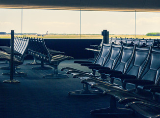 Empty waiting area at airport terminal