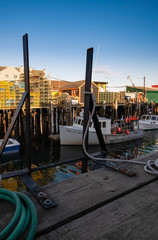 Wall Mural - Fishing boats along Portland's piers at sunset - Portland, Maine.