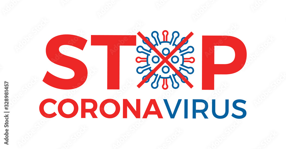Stop Corona Virus prevention graphic design message with text and virus icon. COVID-19 background to raise awareness and take action. Vector illustration - obrazy, fototapety, plakaty 