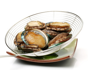 Poster - Raw abalones on the white background 