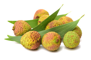 Lychee fruit. Fresh lychees fruit in isolated on white background 