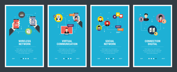 Wall Mural - Wireless network, virtual communication, social network and connection digital.