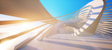Fototapeta Do przedpokoju - Colorful abstract panoramic background: geometric white ring. ( Car backplate, 3D rendering computer digitally generated illustration.)