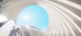 Fototapeta Perspektywa 3d - Colorful abstract panoramic background: geometric white ring. ( Car backplate, 3D rendering computer digitally generated illustration.)