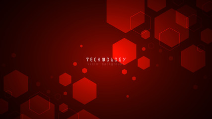 Wall Mural - red health hexagon technology abstract vector background,modern innovation technology business backg