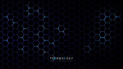 Wall Mural - black blue connection hexagon technology abstract vector background,modern innovation technology bus