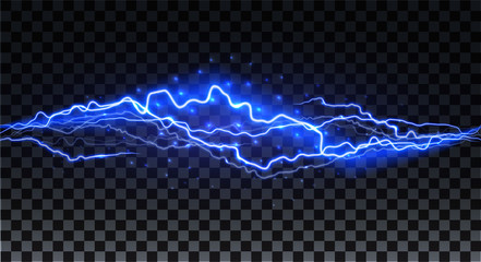 Wall Mural - realistic lightning. thunder spark light on transparent background. illuminated realistic path of th