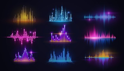 Music sound wave neon equalizers, audio technology