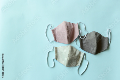 Photographie face protective mask handmade from fashion fabric cloth