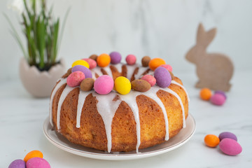 home made apple carrot sponge cake for easter