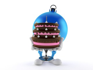 Canvas Print - Christmas ornament character holding cake