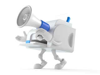 Sticker - Printer character speaking through a megaphone