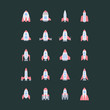 Set of space ship rockets future icons