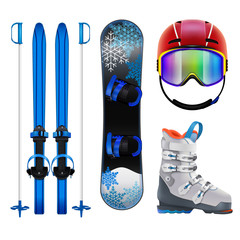 Wall Mural - Skiing Snowboarding Equipment Set