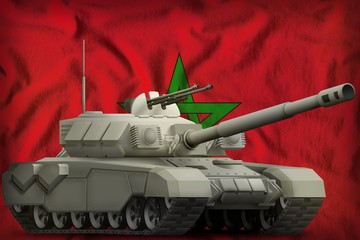 heavy tank on the Morocco national flag background. 3d Illustration