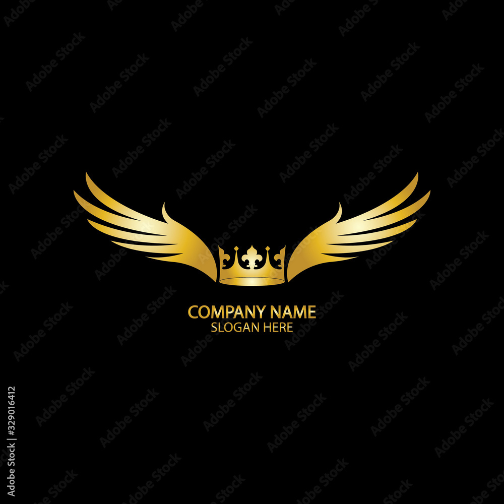 winged crown golden logo / vector illustration. Stock Vector | Adobe Stock