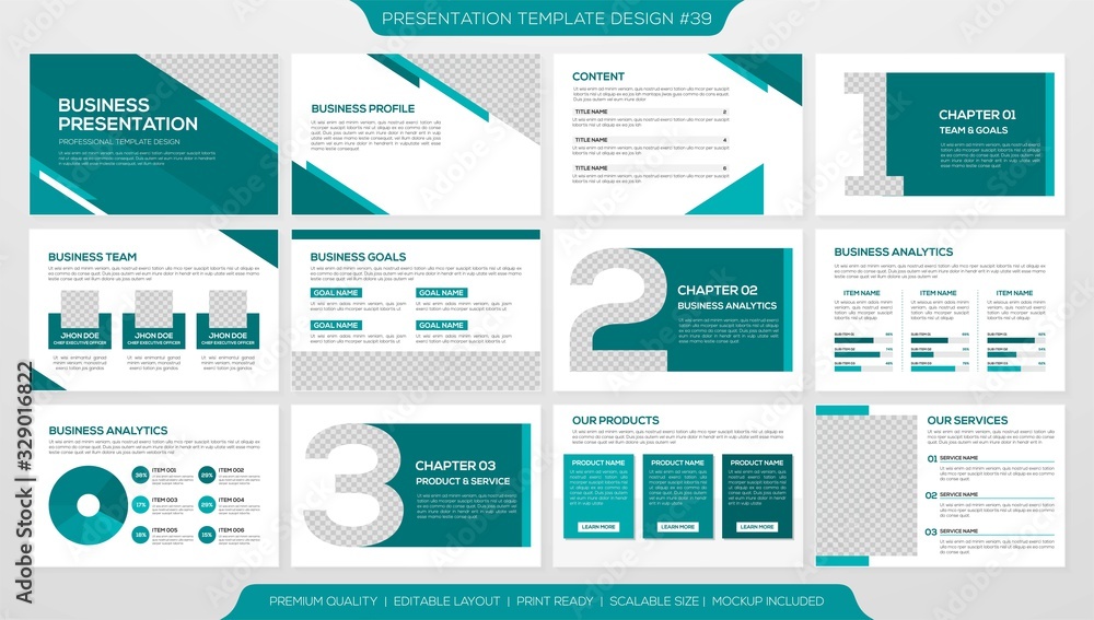 set of minimalist business presentation template with modern layout and ...