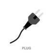 plug cable flat icon on white transparent background. You can be used black ant icon for several purposes.	