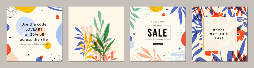 trendy abstract square art templates. suitable for social media posts, mobile apps, banners design a