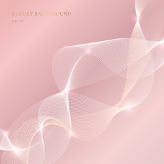 Wall Mural - abstract wavy fluid lines with lighting on pink gold background.