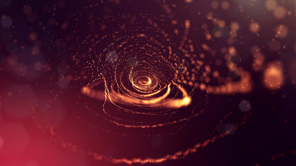 Wall Mural - 3d rendering background of microworld or sci-fi theme with glowing particles form curved lines, 3d s