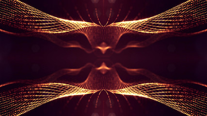 Wall Mural - 3d rendering background of microworld or sci-fi theme with glowing particles form curved lines, 3d s