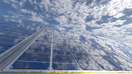 Wall Mural - clean energy concept, photovoltaic panels in
