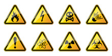 Set Of Triangular Danger Symbols. Hazard Signs.