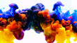 Color drops in water , abstract color mix , drop of Ink color mix paint falling on water Colorful ink in water, 