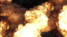 4k Resolution Of Fire Explosion, Bomb Explosive, Nuclear On Black Background
