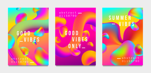 Poster - Abstract gradient poster and cover design. Colorful fluid liquid shapes. Vector illustration.