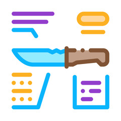 Sticker - Knife Description Icon Vector. Outline Knife Description Sign. Color Isolated Contour Symbol Illustration