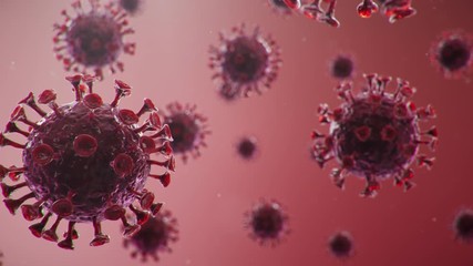 Wall Mural - 3d animation outbreak coronavirus concept. virus background. spread of the virus within the human. e