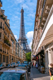 Fototapeta Paryż - Eiffel Tower and Narrow Street of Paris