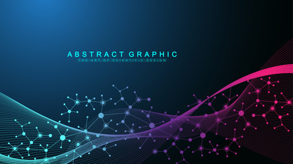 Wall Mural - colorful molecules background. dna helix, dna strand, dna test. molecule or atom, neurons. abstract 