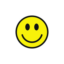 Smiley Face Emoji Icon Vector. Yellow Smiling Symbol. Smile Sign. Simple Flat Shape Happy Emotion Logo. Isolated On White Background.