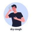 Sick man having dry cough. Male person with asthma, allergy