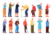 Set of vector illustration of old people with physical injury.