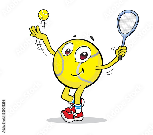 cartoon tennis ball mascot