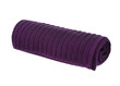 violet twisted towel on a white background isolate