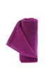 twisted purple towel on a white background