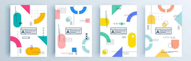 Modern abstract covers set, minimal covers design. Colorful geometric background, vector illustration.