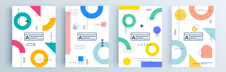 Modern abstract covers set, minimal covers design. Colorful geometric background, vector illustration.