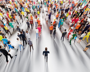 Wall Mural - businessman following crowd of people. low poly style.
